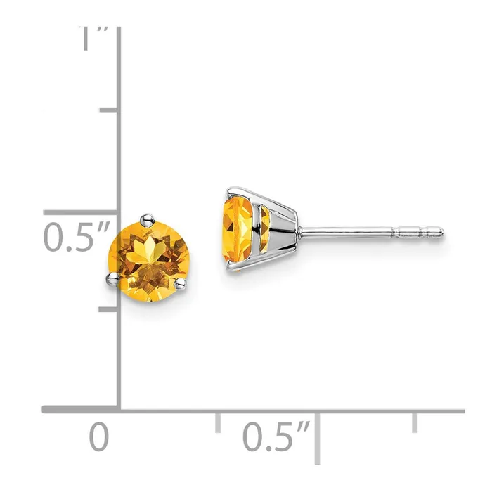 14k White Gold Round Citrine Earrings Goldia Earrings