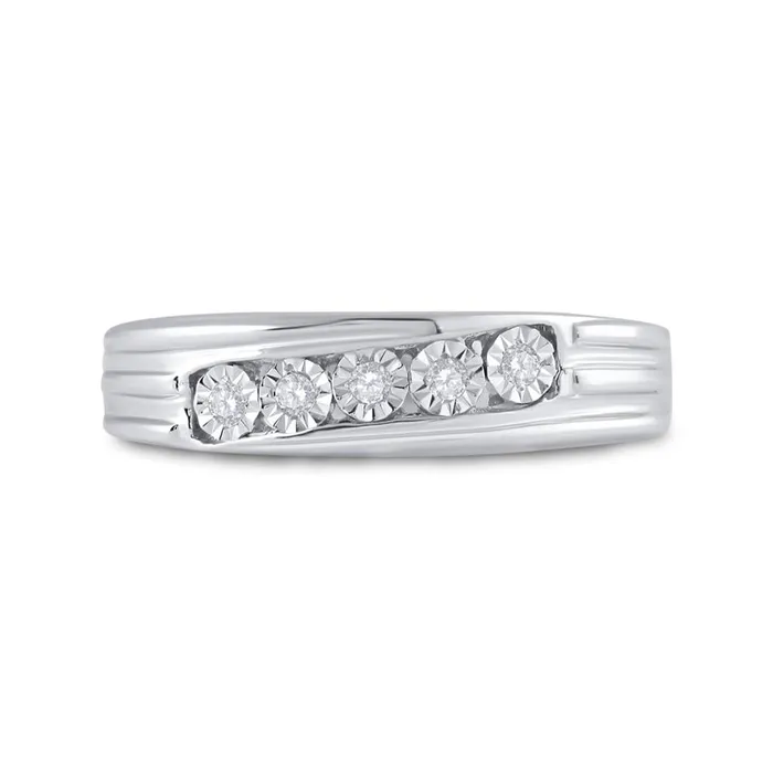 14k White Gold Round Diamond 5Stone Band Ring 110 Cttw gndatlanta Rings