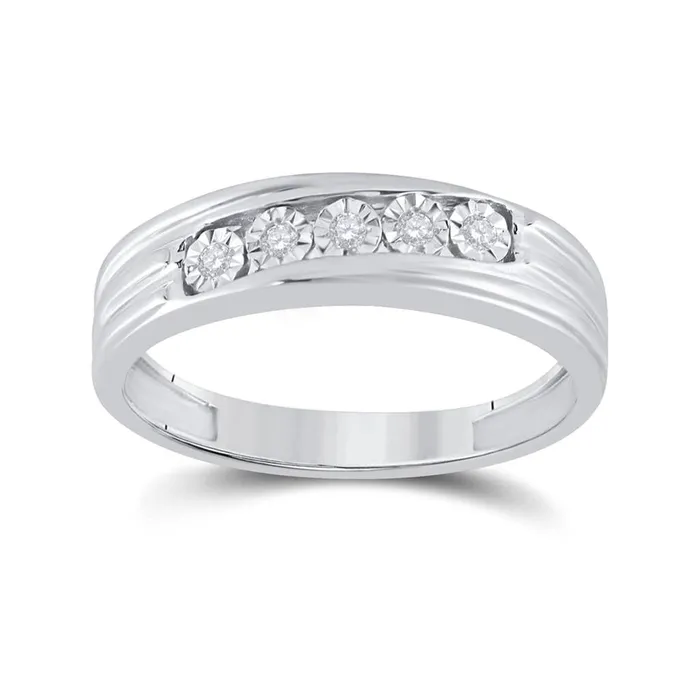14k White Gold Round Diamond 5Stone Band Ring 110 Cttw gndatlanta Rings