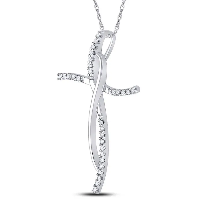 14k White Gold Round Diamond Cross Pendant 110 Cttw gndatlanta Necklaces 14k White Gold Round Diamond Cross Pendant 110 Cttw gndatlanta Necklaces