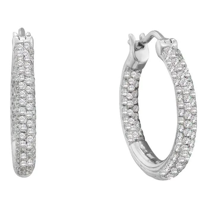 14k White Gold Round Diamond Inside Outside Hoop Earrings 12 Cttw gndatlanta Earrings 14k White Gold Round Diamond Inside Outside Hoop Earrings 12 Cttw gndatlanta Earrings