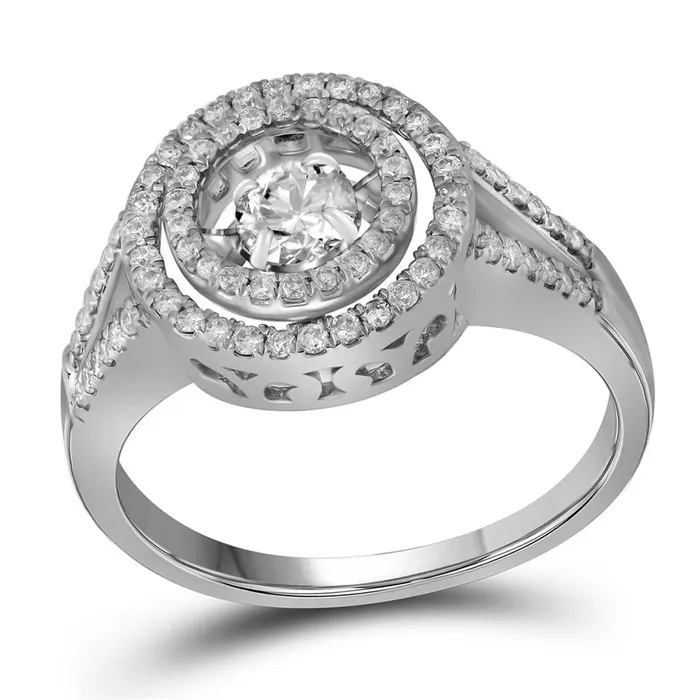 14k White Gold Round Diamond Moving Solitaire Bridal Engagement Ring 58 Cttw gndatlanta Rings