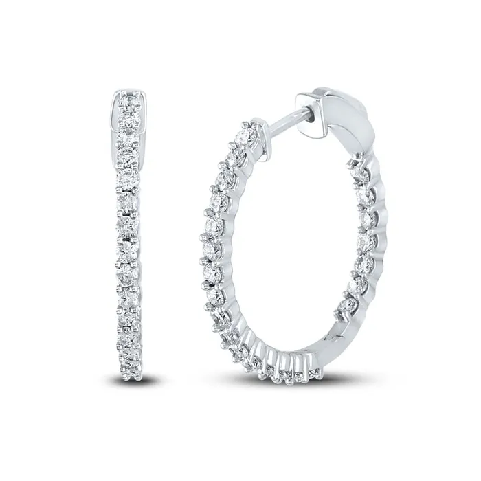 14k White Gold Round Diamond Single Row Hoop Earrings 112 Cttw gndatlanta Earrings 14k White Gold Round Diamond Single Row Hoop Earrings 112 Cttw gndatlanta Earrings