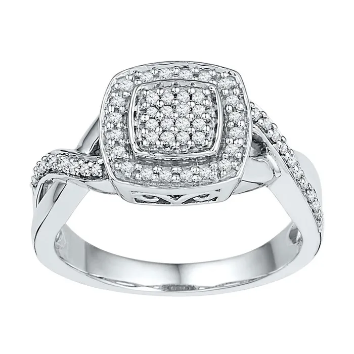 14k White Gold Round Diamond Twist Square Cluster Ring 13 Cttw gndatlanta Rings 14k White Gold Round Diamond Twist Square Cluster Ring 13 Cttw gndatlanta Rings