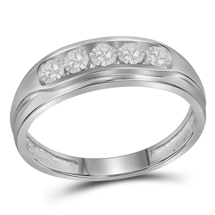 14k White Gold Round Diamond Wedding 5Stone Band Ring 110 Cttw gndatlanta Rings