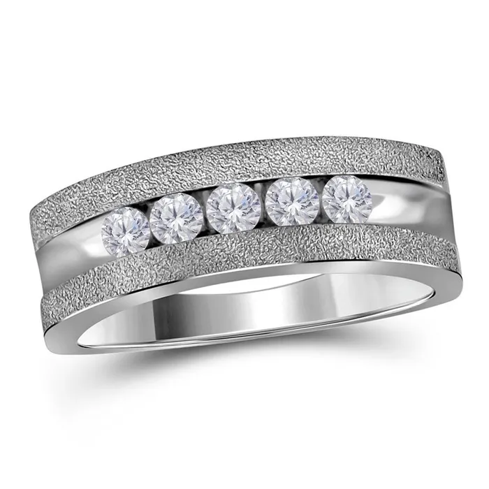 14k White Gold Round Diamond Wedding 5Stone Band Ring 12 Cttw gndatlanta Rings 14k White Gold Round Diamond Wedding 5Stone Band Ring 12 Cttw gndatlanta Rings