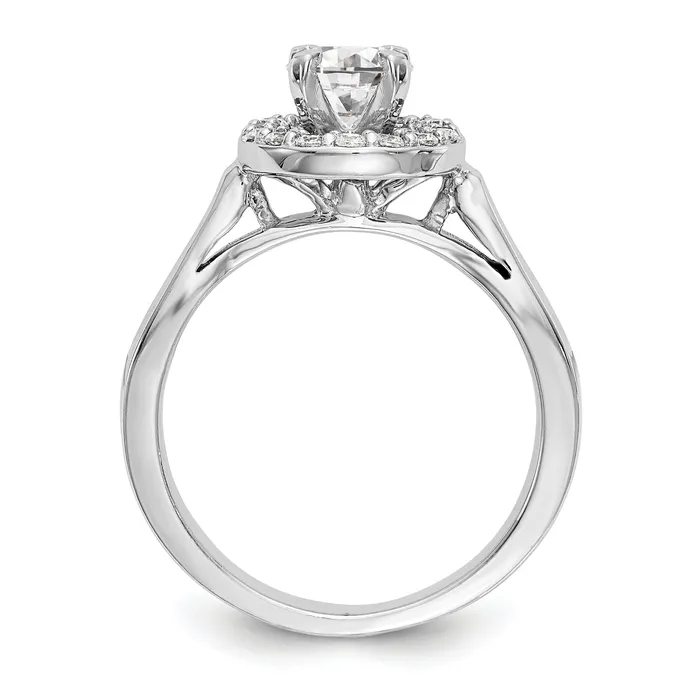14K White Gold Round Simulated Diamond Halo Engagement Ring Goldiacom Rings