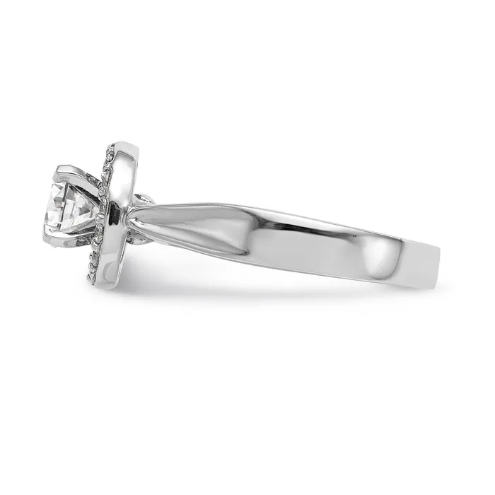 14K White Gold Round Simulated Diamond Halo Engagement Ring Goldiacom Rings
