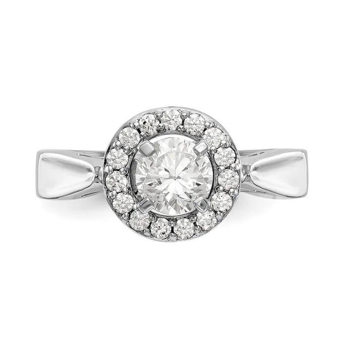 14K White Gold Round Simulated Diamond Halo Engagement Ring Goldiacom Rings