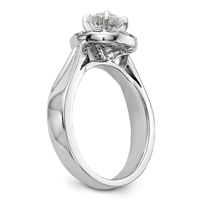 14K White Gold Round Simulated Diamond Halo Engagement Ring Goldiacom Rings