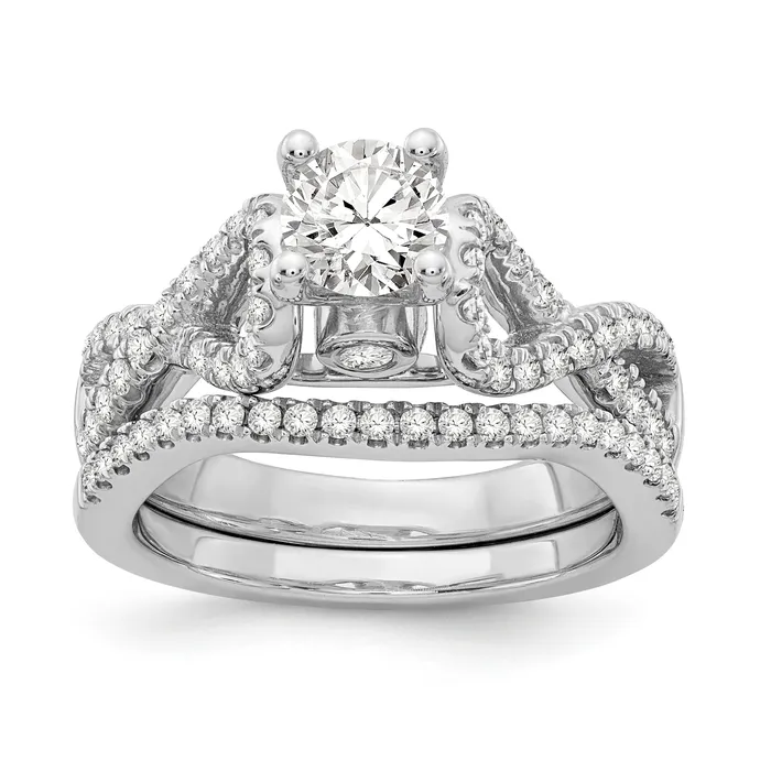 14k White Gold Simulated Diamond Infinity Engagement Ring Goldiacom Rings