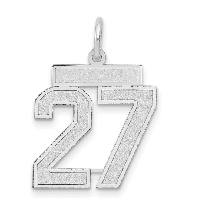 14k White Goldw Medium Satin Number 27 Charm Goldia Charm Necklaces