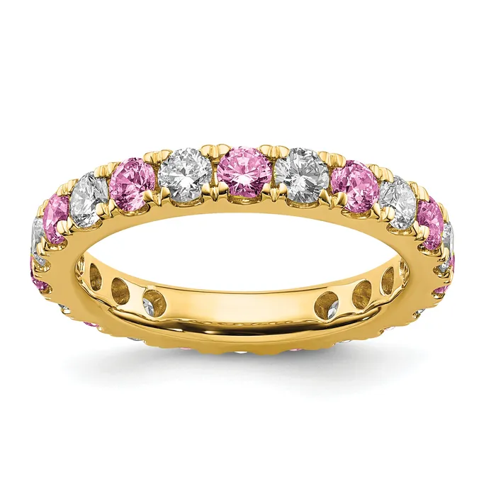 14k Yellow Gold 1 15 Ct Lab Grown Diamond VSSI G and Lab Created Pink Sapphire Eternity Band Ring Goldia Rings 14k Yellow Gold 1 15 Ct Lab Grown Diamond VSSI G and Lab Created Pink Sapphire Eternity Band Ring Goldia Rings