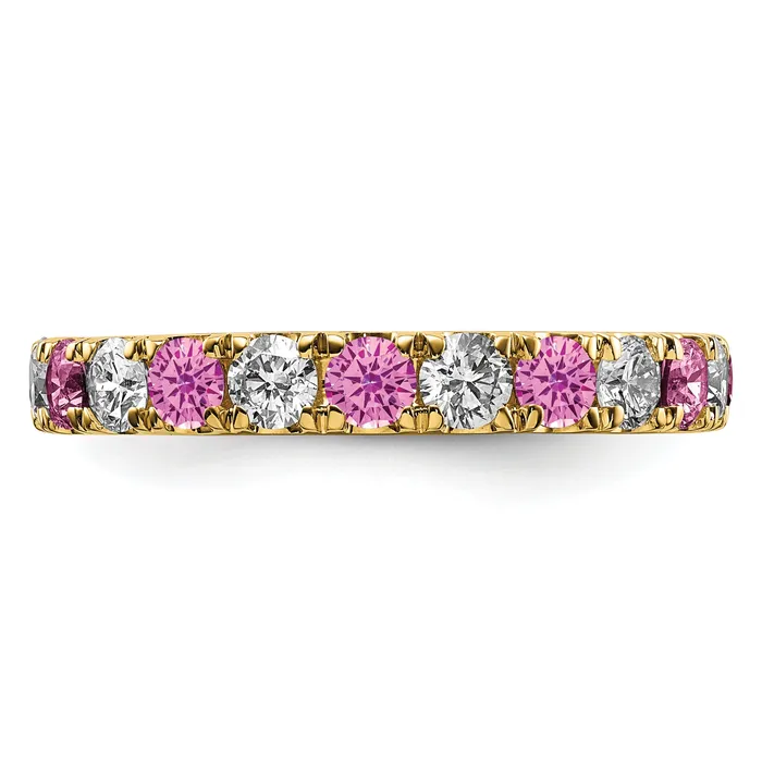 14k Yellow Gold 1 15 Ct Lab Grown Diamond VSSI G and Lab Created Pink Sapphire Eternity Band Ring Goldia Rings