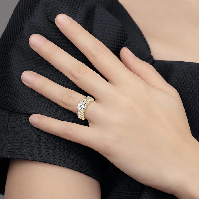 14k Yellow Gold 1 38 Ct Lab Grown Diamond VSSI G Peg Set Engagement Ring Goldia Rings