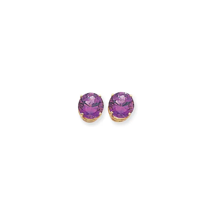 14k Yellow Gold 10mm Amethyst Checker Earrings Goldia Earrings