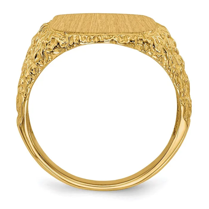 14K Yellow Gold 135x135mm Open Back Mens Signet Ring Goldia Rings