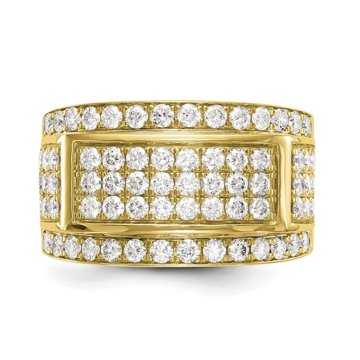 14k Yellow Gold 2 Ct Lab Grown Diamond VSSI G Mens Ring Goldia Rings