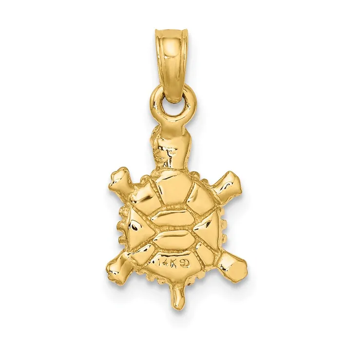 14k Yellow Gold 3D Polished Land Turtle Charm Goldia Charm Necklaces