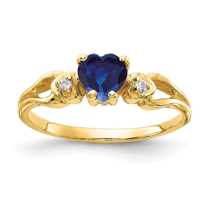 14K Yellow Gold 5mm Heart Sapphire A Real Diamond ring Goldia Rings
