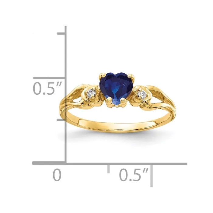14K Yellow Gold 5mm Heart Sapphire A Real Diamond ring Goldia Rings