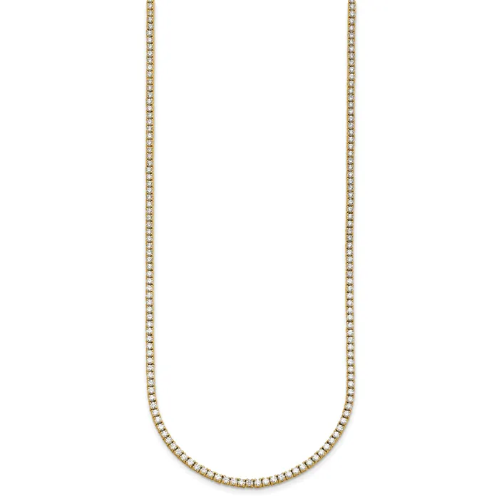 14k Yellow Gold 6 Ct Lab Grown Diamond VSSI G Round 24 inch Straight Tennis Necklace Goldia Necklaces