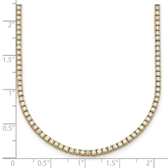 14k Yellow Gold 6 Ct Lab Grown Diamond VSSI G Round 24 inch Straight Tennis Necklace Goldia Necklaces