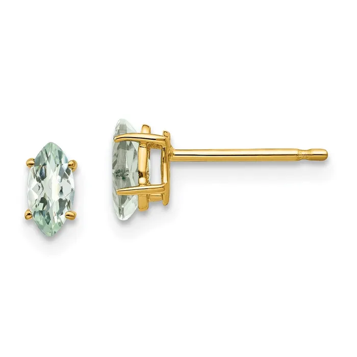 14k Yellow Gold 6x3 Marquise CheckerCut Green Quartz Earring Goldia Earrings 14k Yellow Gold 6x3 Marquise CheckerCut Green Quartz Earring Goldia Earrings
