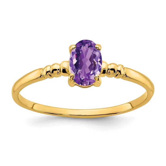 14K Yellow Gold 6x4mm Oval Amethyst ring Goldia Rings