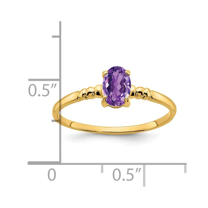14K Yellow Gold 6x4mm Oval Amethyst ring Goldia Rings