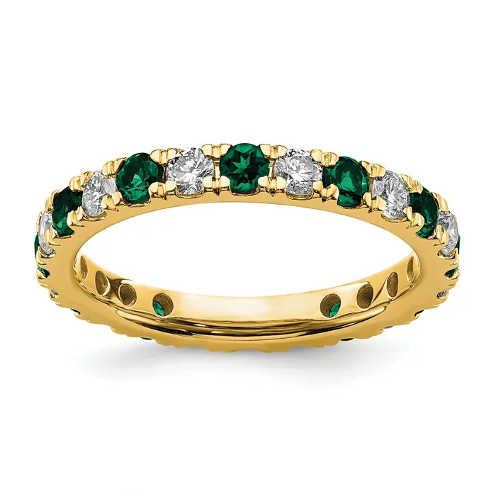 14k Yellow Gold 78 Ct Lab Grown Diamond VSSI G and Lab Created Emerald Eternity Band Ring Goldia Rings 14k Yellow Gold 78 Ct Lab Grown Diamond VSSI G and Lab Created Emerald Eternity Band Ring Goldia Rings