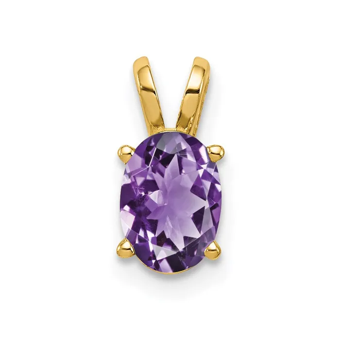 14K Yellow Gold 7x5mm Oval Amethyst pendant Goldia Necklaces