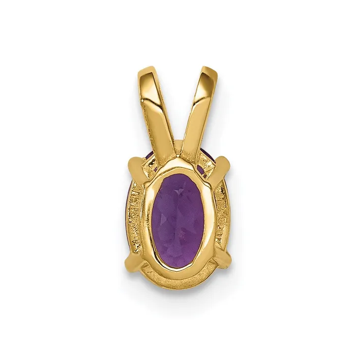 14K Yellow Gold 7x5mm Oval Amethyst pendant Goldia Necklaces