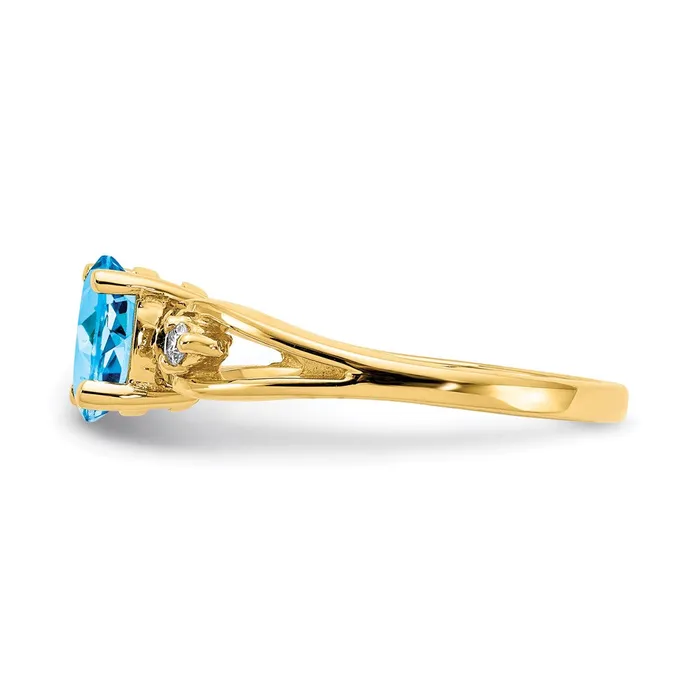 14K Yellow Gold 7x5mm Oval Blue Topaz A Real Diamond ring Goldia Rings