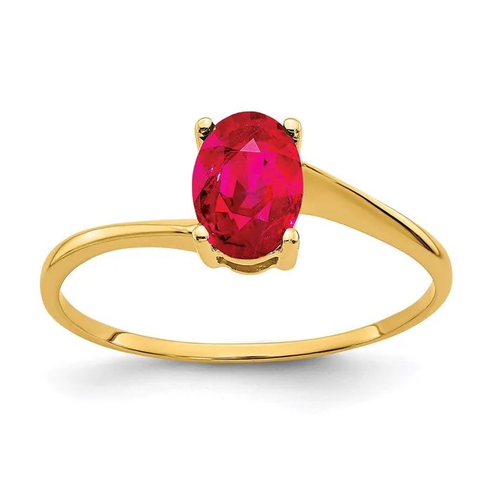14K Yellow Gold 7x5mm Oval Ruby ring Goldia Rings