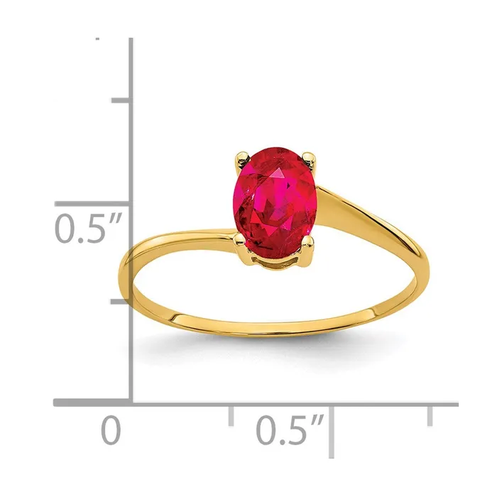 14K Yellow Gold 7x5mm Oval Ruby ring Goldia Rings