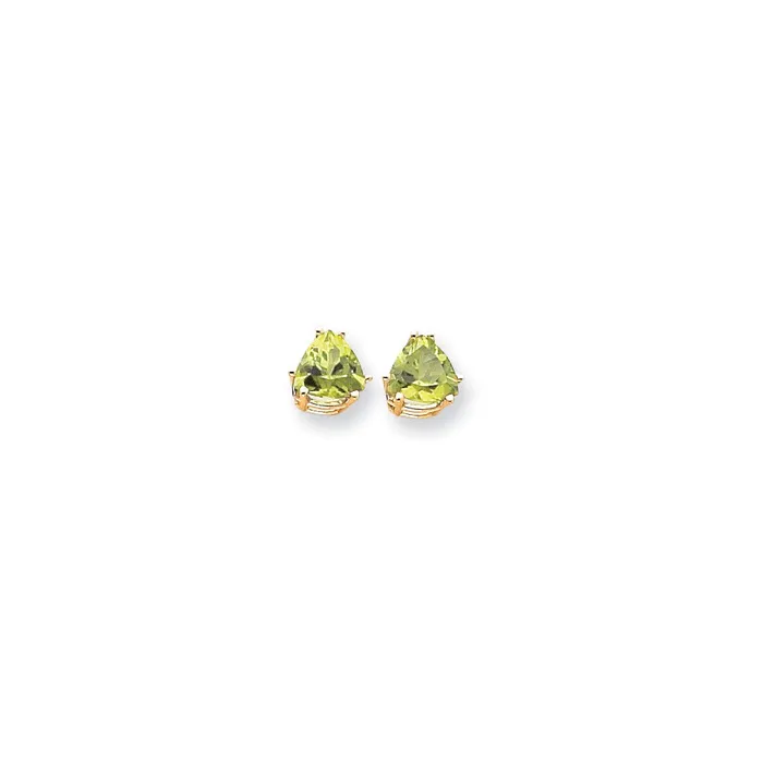 14k Yellow Gold 8mm Peridot earring Goldia Earrings