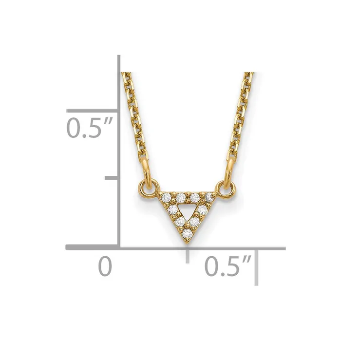 14K Yellow Gold AAA Quality Real Diamond 6mm Triangle Necklace Goldia Necklaces