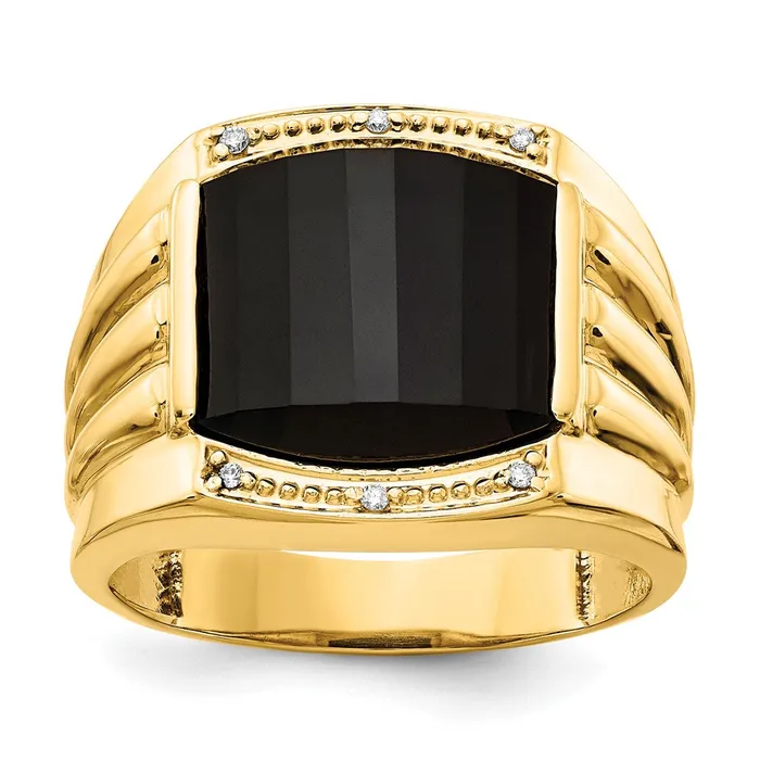 14K Yellow Gold AAA Real Diamond mens ring Goldiacom Rings