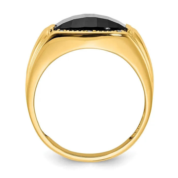 14K Yellow Gold AAA Real Diamond mens ring Goldiacom Rings