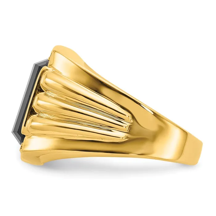 14K Yellow Gold AAA Real Diamond mens ring Goldiacom Rings