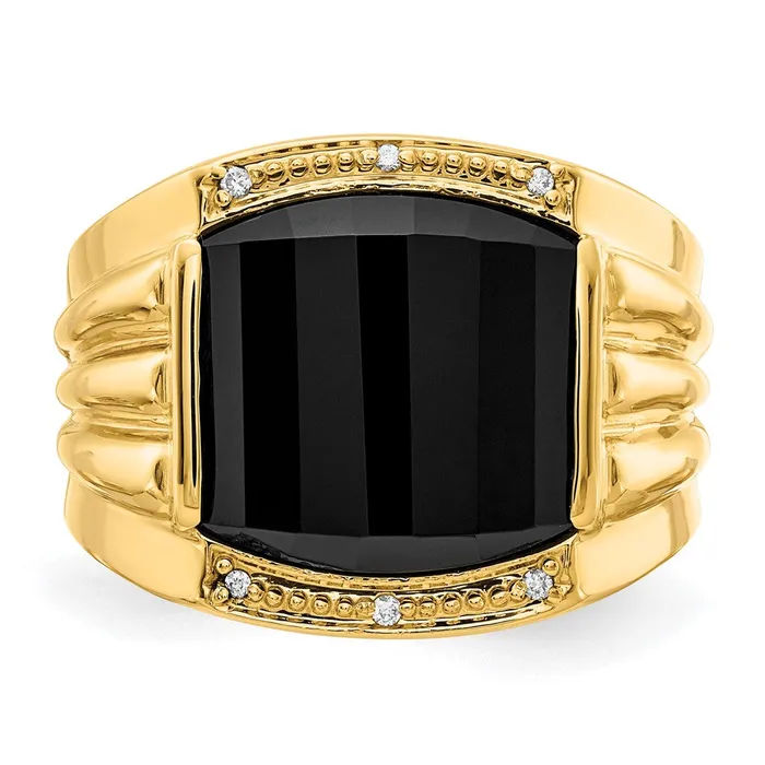 14K Yellow Gold AAA Real Diamond mens ring Goldiacom Rings