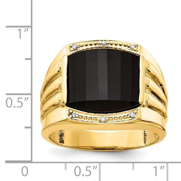 14K Yellow Gold AAA Real Diamond mens ring Goldiacom Rings