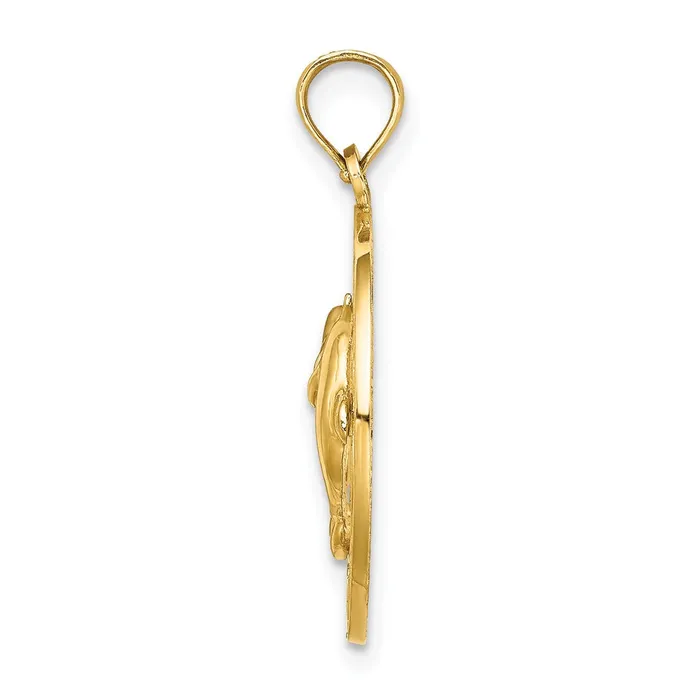 14k Yellow Gold ANNAPOLIS MD Circle Dolphins Charm Goldia Charm Necklaces
