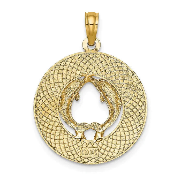 14k Yellow Gold ANNAPOLIS MD Circle Dolphins Charm Goldia Charm Necklaces
