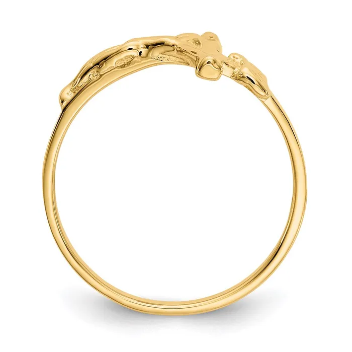14K Yellow Gold Childs Polished Crucifix Ring Goldia Rings