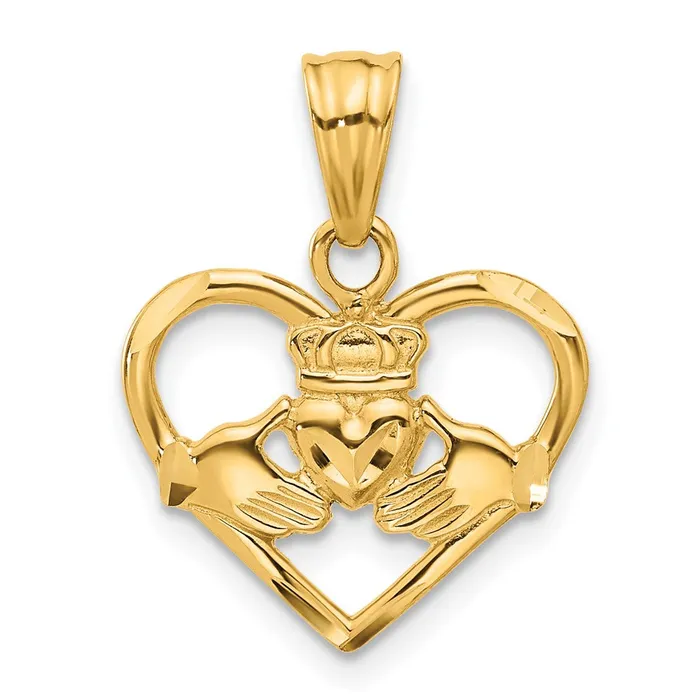 14k Yellow Gold Claddagh Charm Goldia Charm Necklaces