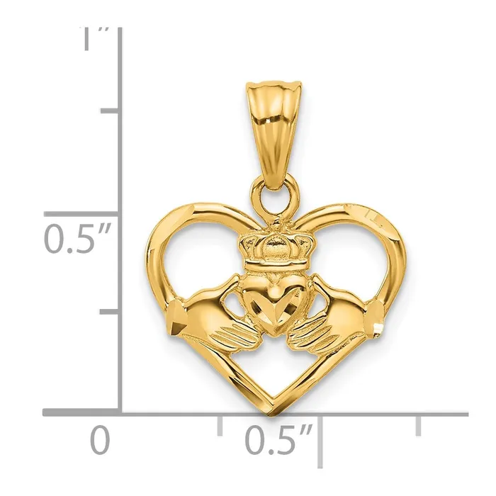 14k Yellow Gold Claddagh Charm Goldia Charm Necklaces