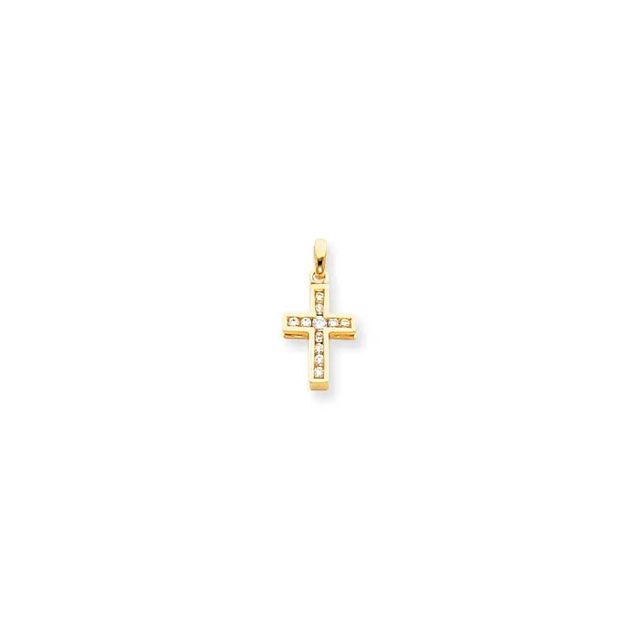 14k Yellow Gold Diamond Latin Cross Pendant Goldia Necklaces