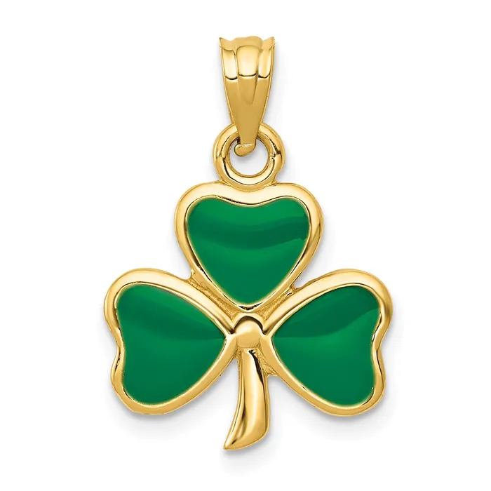 14k Yellow Gold Enameled 3 Leaf Clover Pendant Goldia Necklaces